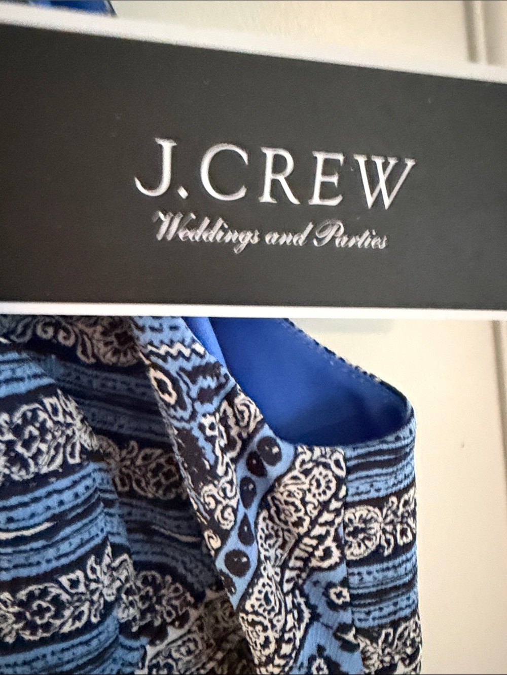 J crew silk Women’s Blue Patterned V-Neck Dress - Picture 3 of 8